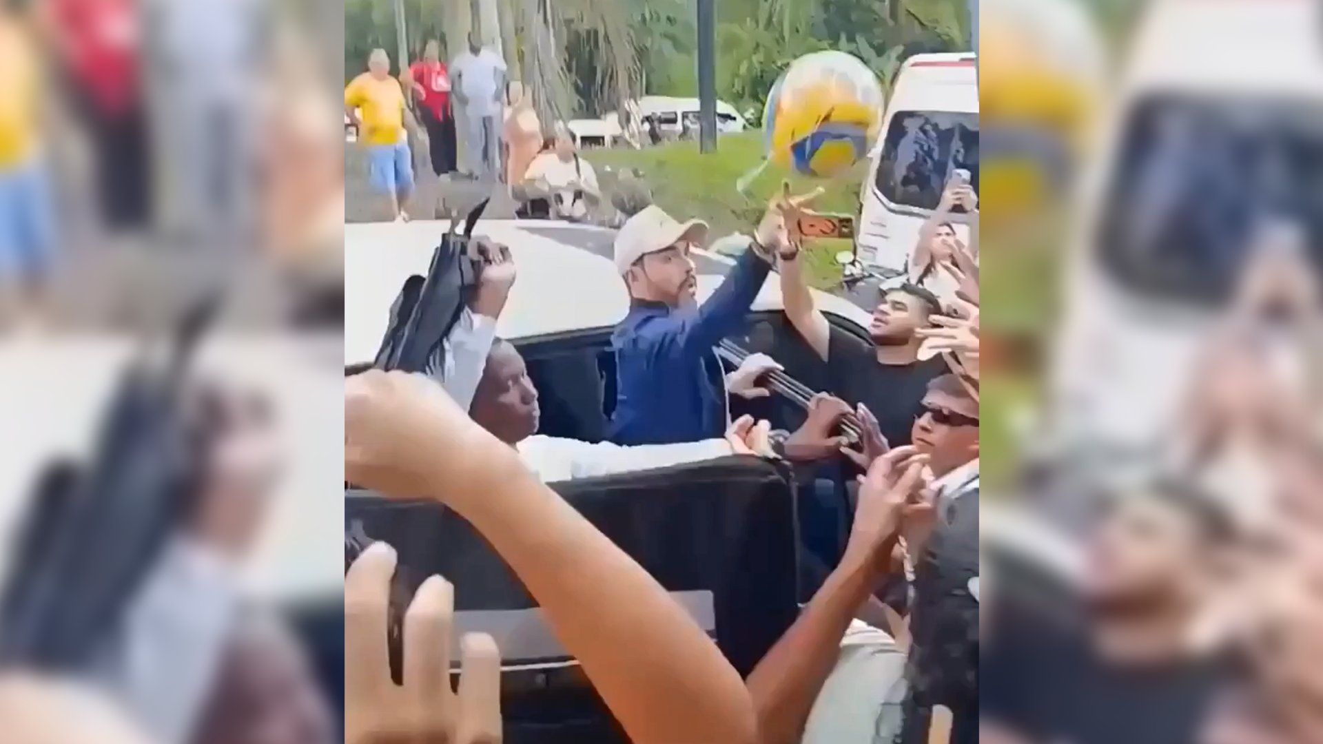 Outrage as Colombia’s president hands out footballs as residents await aid